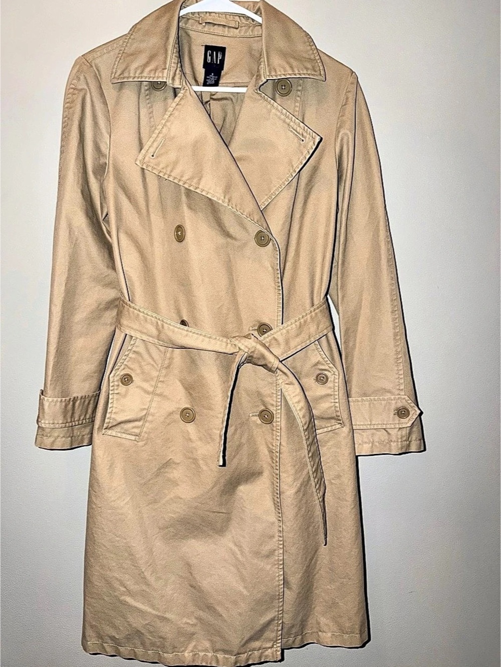 GAP Classic Double-Breasted Belted Trench Coat size small dark academia